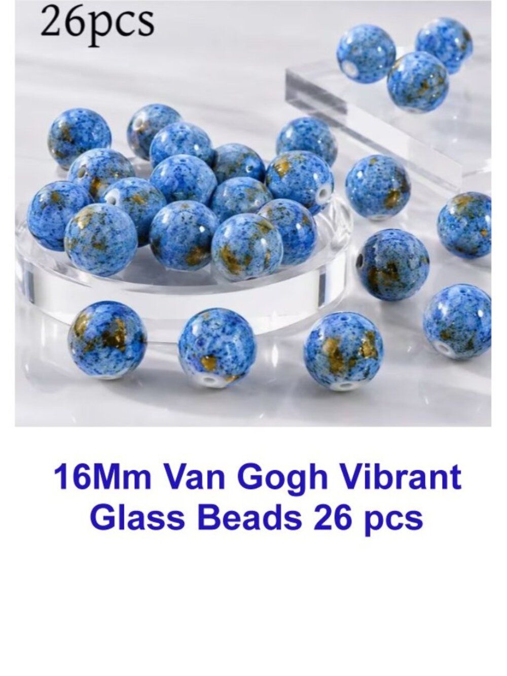 16Mm Van Gogh Vibrant Glass Beads 26 pcs